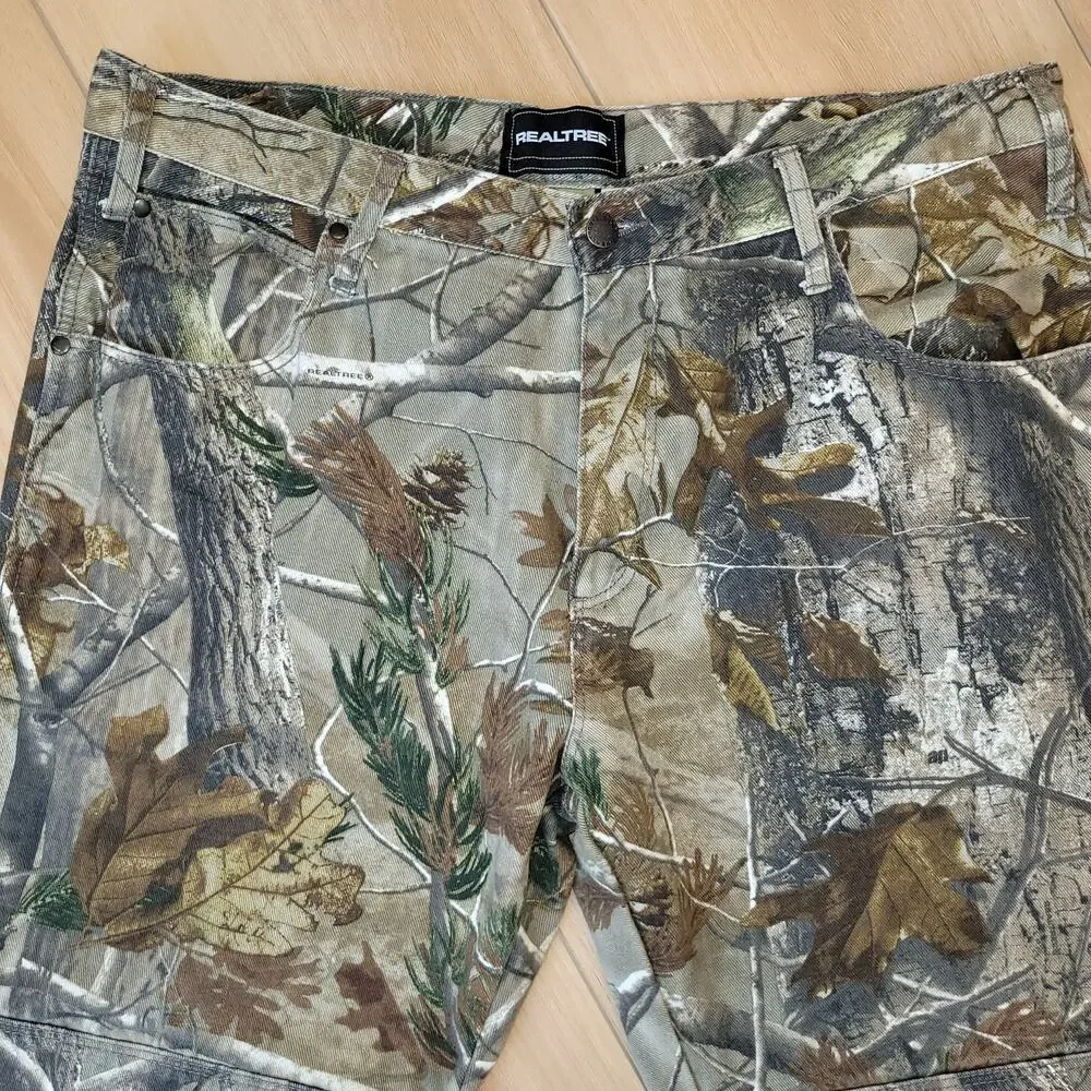 Realtree Camo Jeans Men's 38x32 Hunting Work Pants Double Knee Rugged Outdoor